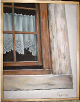 Painting of a window looking in from outside